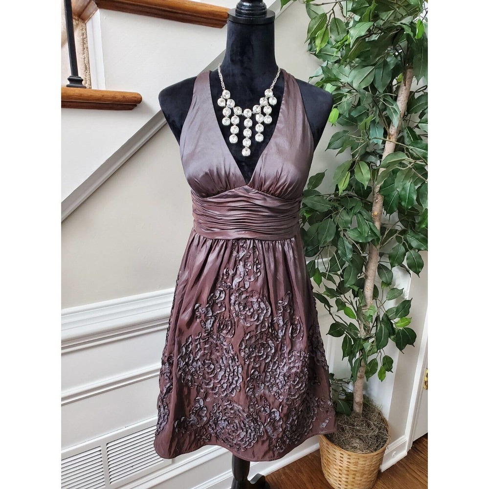 Andrianna Papell Women's Polyester V-Neck Sleeveless Knee Length Dress Size 6P